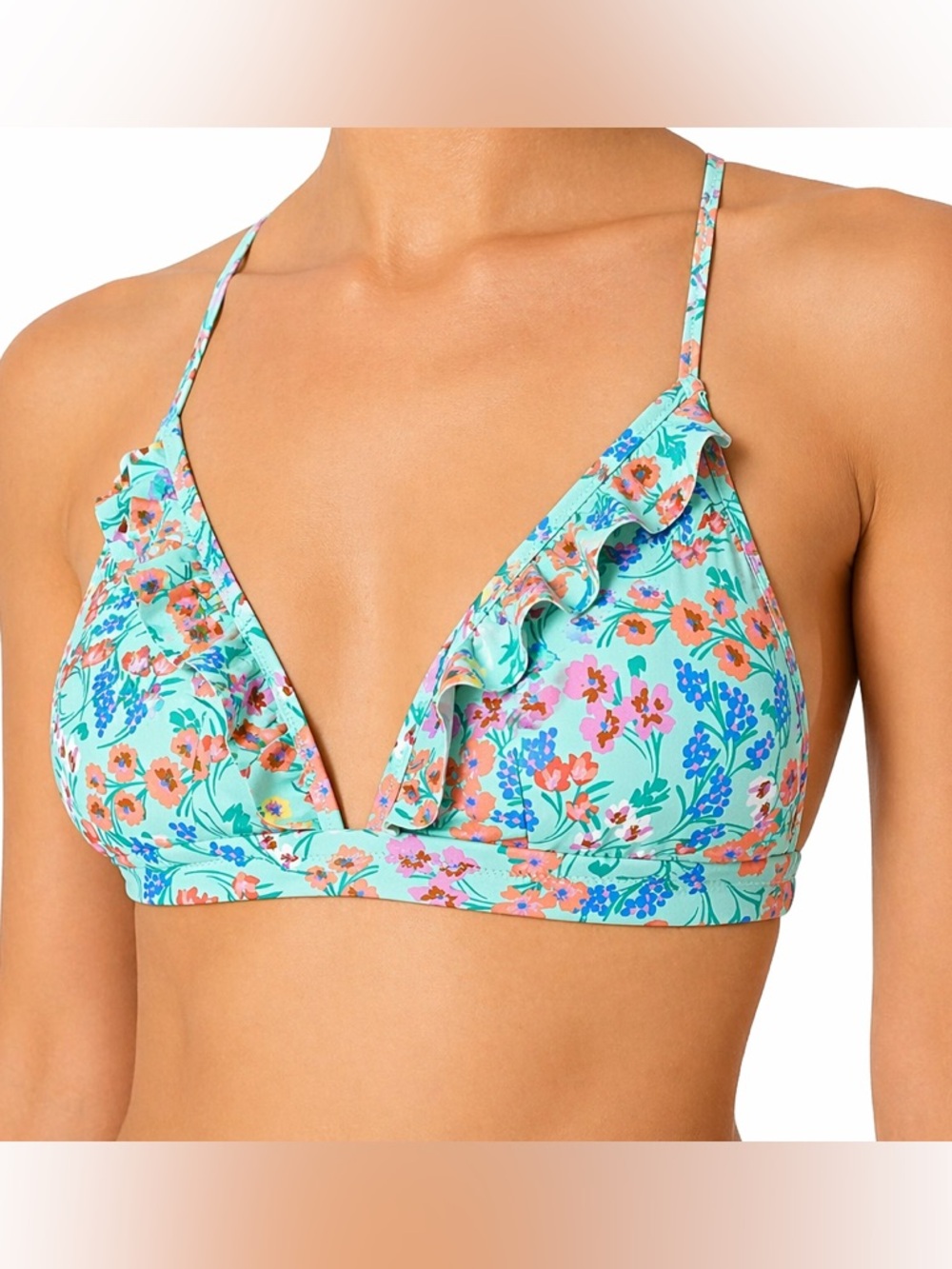 J.Crew Floral Bikini Top Ruffle XXS NWT